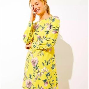 Absolutely gorgeous Ann Taylor Loft yellow floral dress, size 00 Petite in EUC.